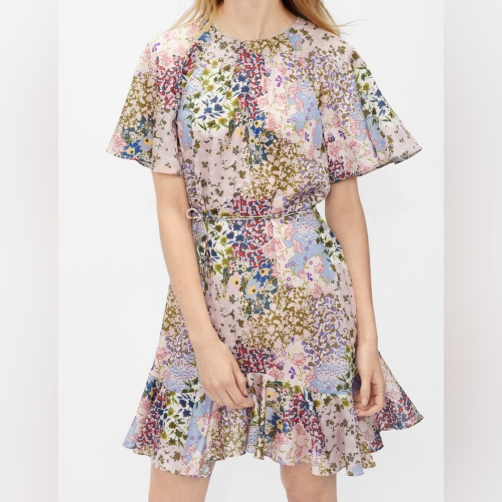 Lalu Urban Printed Fluted Hem Mini Dress by Ted Baker